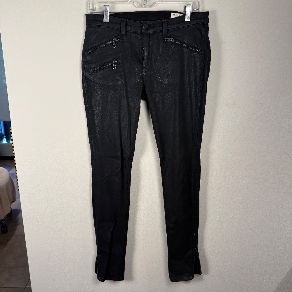 rag and bone  Black Skinny Triple Zipper Moto Jeans Size 28